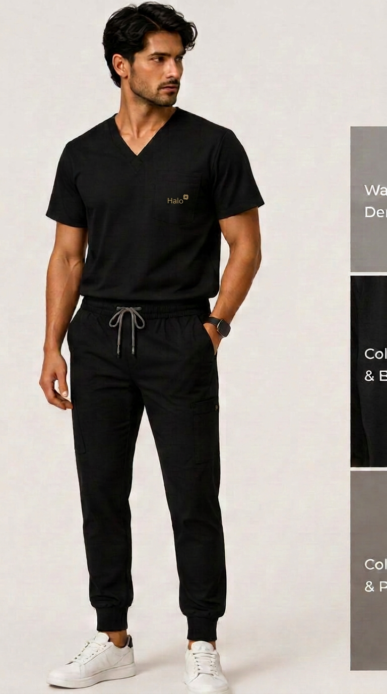 Atlas Men's Scrub Top in Midnight Navy